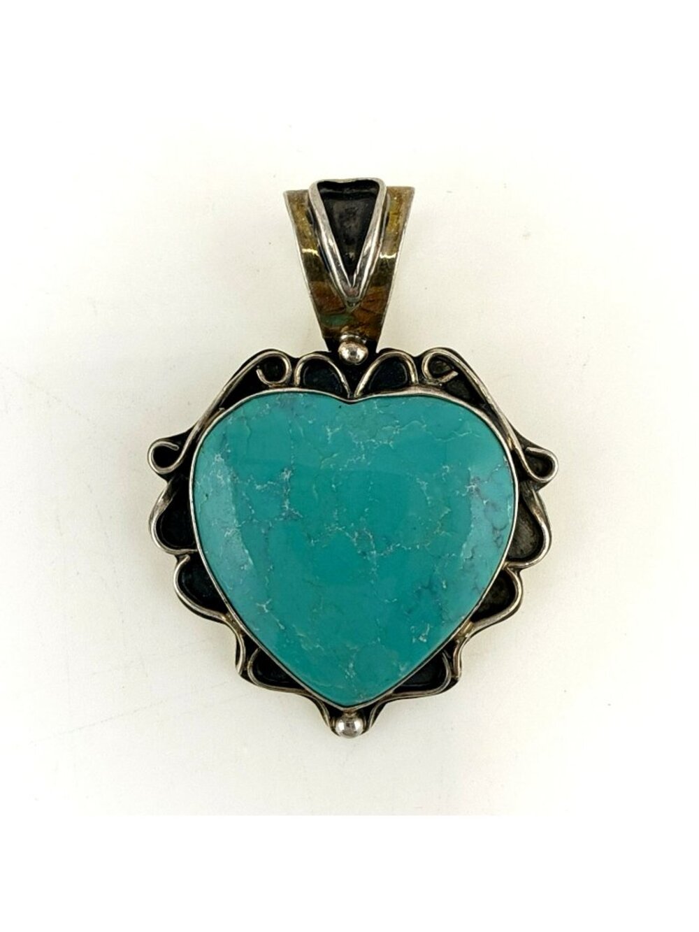 Jay King Pendant Turquoise Blue Heart Love Sterling Silver 925 DTR Southwest
